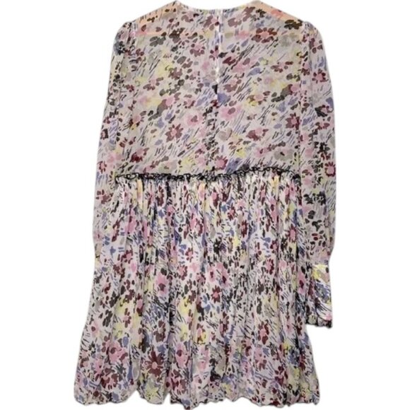 Ganni floral pleated ruffle Georgette mini dress size M - Picture 6 of 6